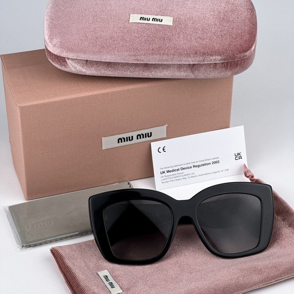 NEW Miu Miu MU04WS 06U5D1 Grey Opal Grey Gradient Women Sunglasses MU 04WS - Picture 10 of 11